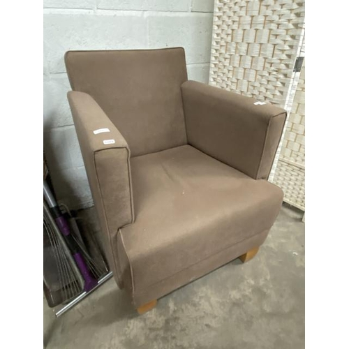 4 - Taupe velvet effect lounge chair 65W 65D