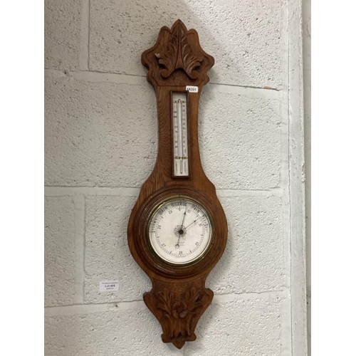 406 - Edw. oak carved wall barometer