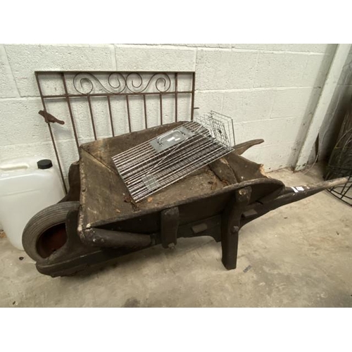 43 - Vintage wooden wheelbarrow/planter (signs of worm) etc