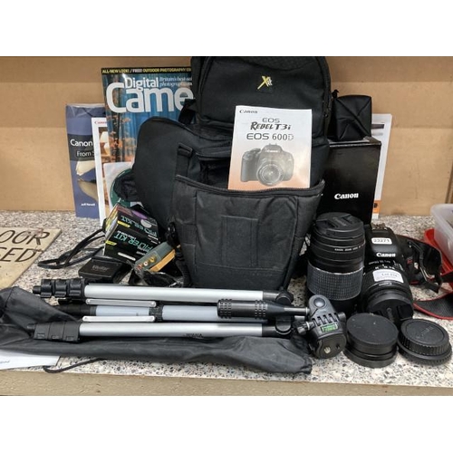 434 - Canon EOS Rebal T3i 600D camera with manual, battery charger, case, 18-55mm zoom lens, 75-300mm lens... 