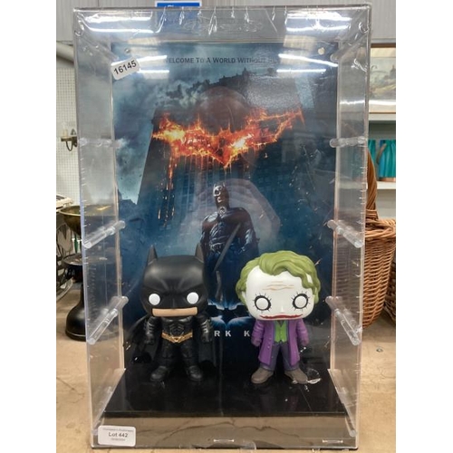 442 - Funko Pop! Batman & The Joker 'The Dark Knight' movie characters with backdrop of the movie poster i... 