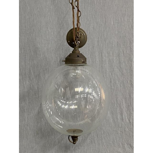 456 - Jim Lawrence 'Bloomsbury' pendant light in antique brass 41H 25W 25D (RRP £257.50)