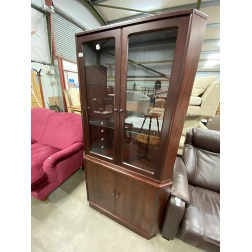 69 - Mid century teak corner bookcase/display cabinet (Possibly by Skovby) 171H 86W 46D