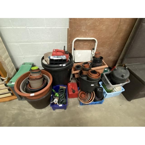 7 - Assorted garden planters, step ladders etc