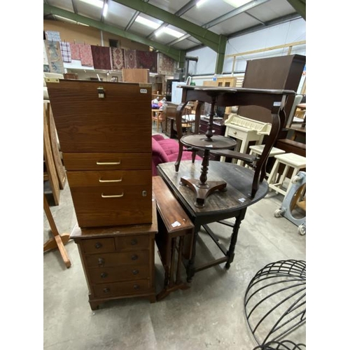 87 - Oak drop leaf table 72H 91W 48-132D, Victorian mahogany occasional table 71H 79W 43D and a Victorian... 