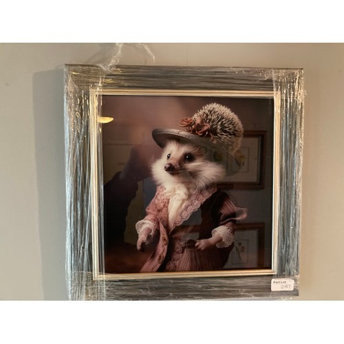 287 - 3 framed wildlife prints on glass 38cm square NEW