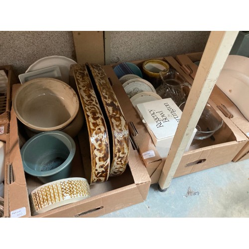 472 - 8 boxes of studio pottery, homeware's, mixed cutlery, glass inc. boxed Dartington pedestal bowl, wat... 