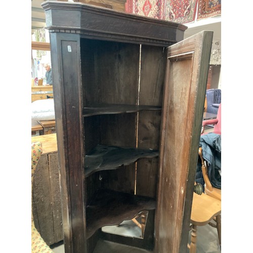 25 - Antique French oak corner cupboard with shelves to the interior 180H 81W 56D