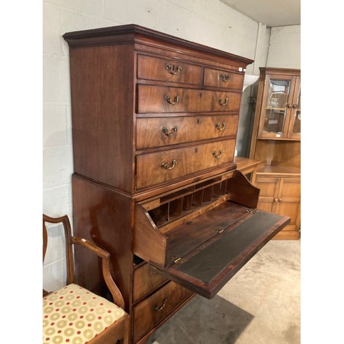 115 - George lll walnut Secretaire  178H 111W 53D