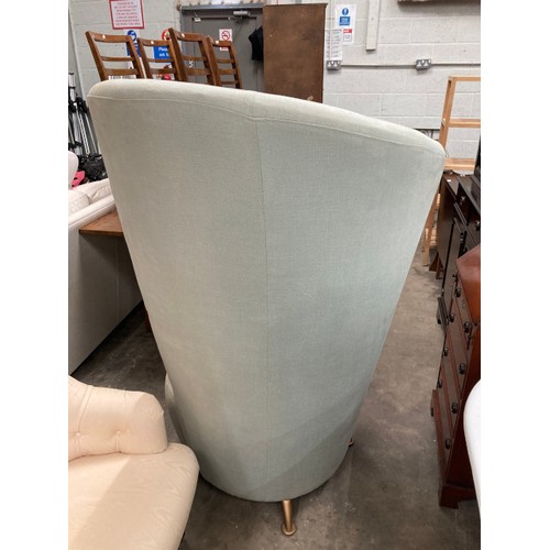 39 - Contemporary high back duck egg blue linen chair 140H 98W from Decor, Harrogate