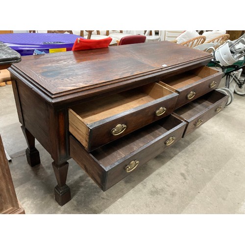 47 - Georgian oak dresser base with four drawers and brass handles 78H 157W 53D