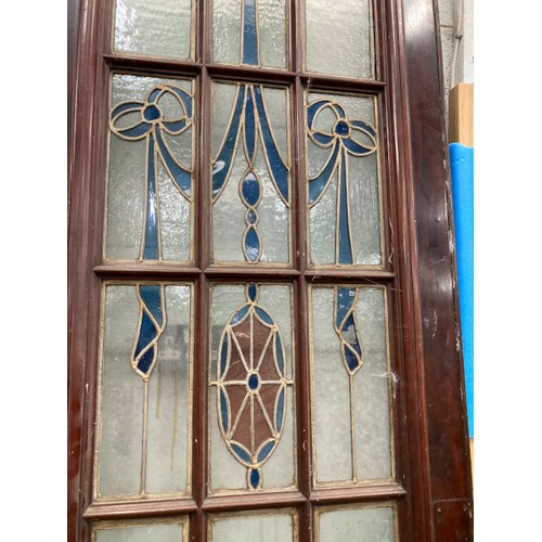 89 - Pair of 20th century saloon doors with lead glass panels 244H 71W 5D (some glass as found)