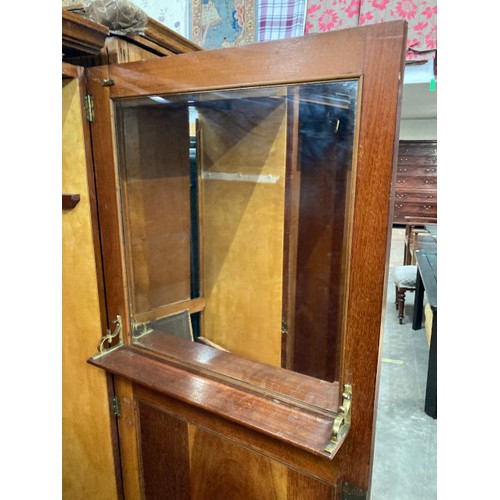 99 - Victorian mahogany two door wardrobe with hanging rail to the interior 177H 132W 51D (as found)