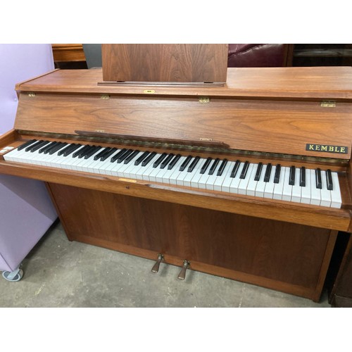 173 - Teak framed ‘Kemble’ B7 upright piano 93H 134W 56D