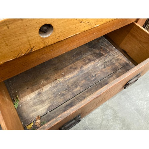 161 - Antique butchers block - double sided with 2 deep drawers (from the kitchens of Fowberry Tower, Chat... 