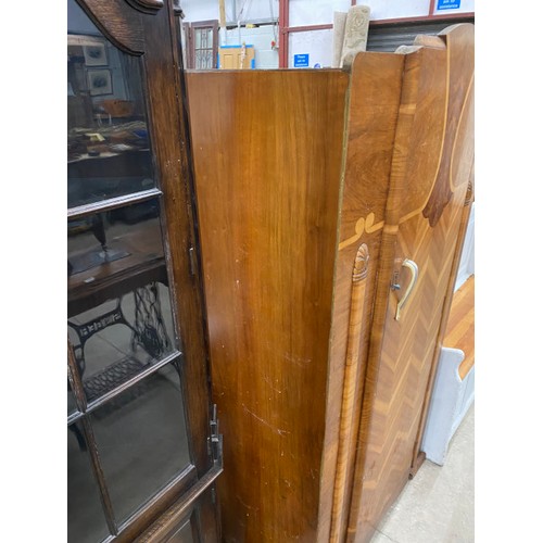 202 - Art Deco walnut wardrobe 161H 82W 46D