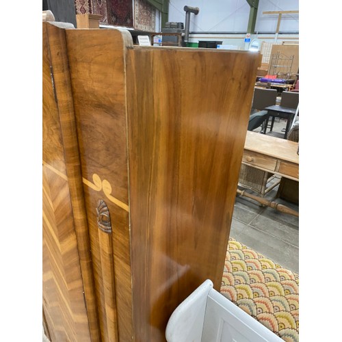 202 - Art Deco walnut wardrobe 161H 82W 46D