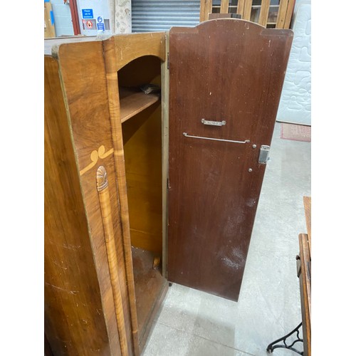 202 - Art Deco walnut wardrobe 161H 82W 46D