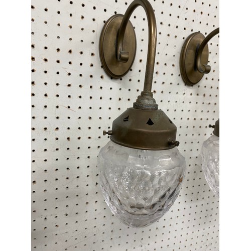 390 - Pair of Jim Lawrence antique brass 'Orfila' wall lights with crystal glass shades 30H 13W 20D (RRP £... 