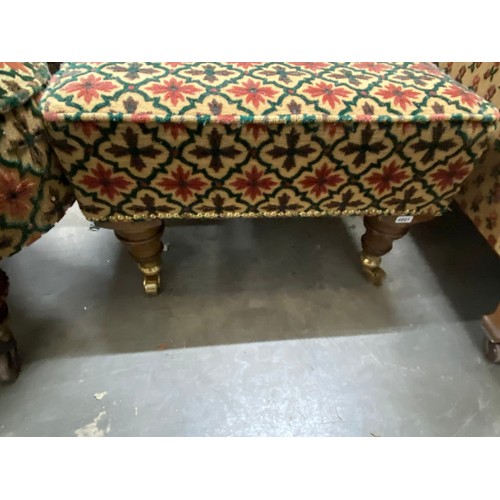 23 - Victorian mahogany bedroom chair 85W and a matching footstool 35H 54W 54D