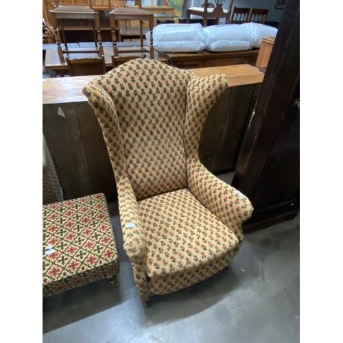 24 - Georgian upholstered wing armchair 76W