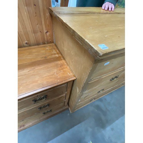 102 - Antique pine 2 over 3 chest of drawers 105H 119W 53D