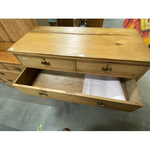 102 - Antique pine 2 over 3 chest of drawers 105H 119W 53D