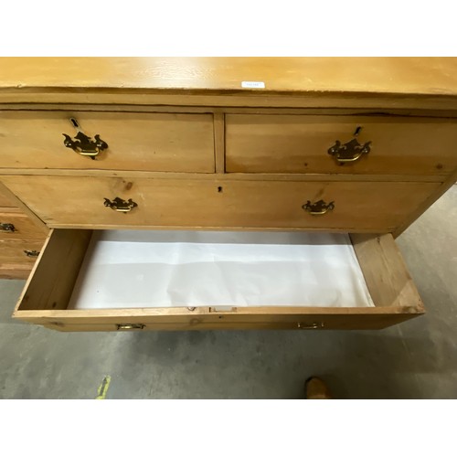 102 - Antique pine 2 over 3 chest of drawers 105H 119W 53D