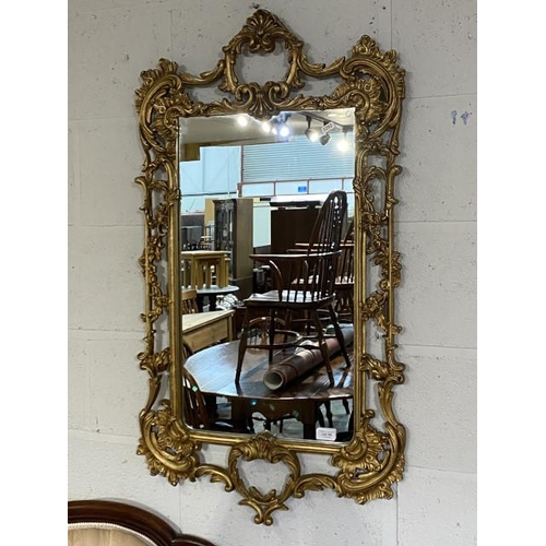 100 - 18th century style brass framed mirror 102 x 58cm