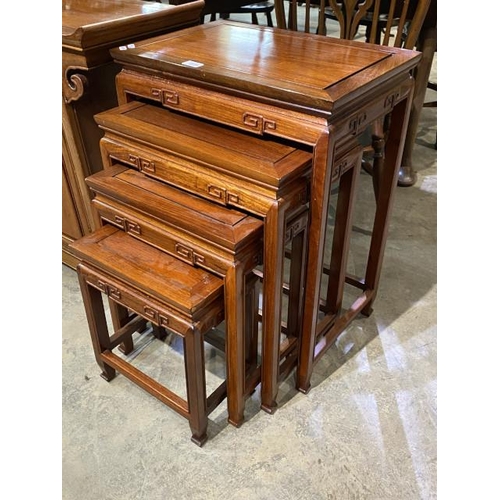 104 - Oriental rosewood quartetto of tables 68H 50W 35D