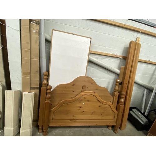 11 - Pine king-size bed frame with side rails and lats