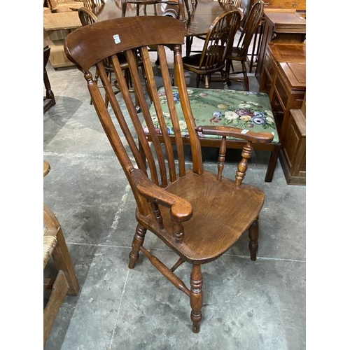 110 - Victorian beech farmhouse kitchen chair 111H 64W 43D