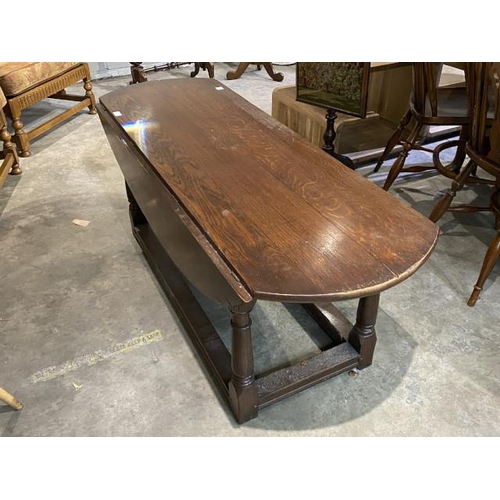 118 - 18th century style Irish oak drop leaf wake table 55H 139W 50-94D