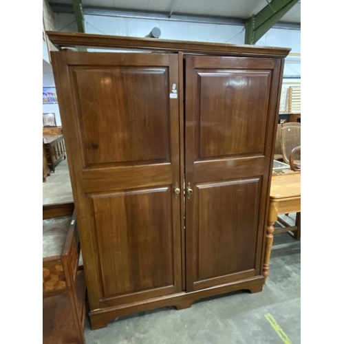 123 - Victorian mahogany two door wardrobe with hanging rail to the interior 177H 132W 51D (as found)