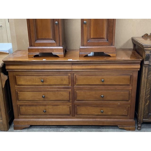 137 - French mahogany 8 drawer chest 82H 141W 50D