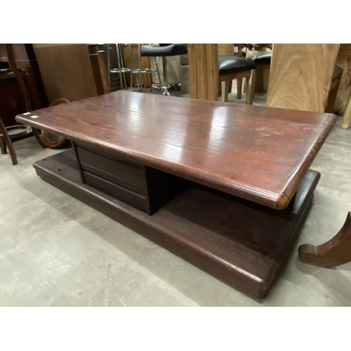 142 - Stained pine coffee table 38H 136W 75D