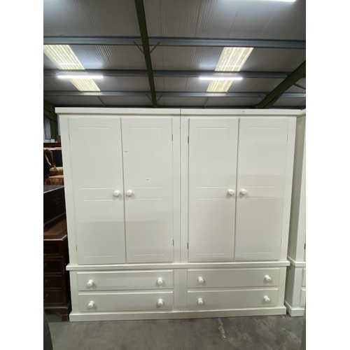 153 - Cream painted 4 door/4 drawer wardrobe 181H 192W 52D