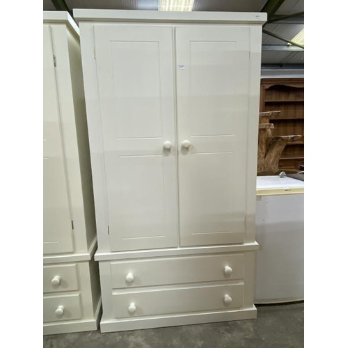 154 - Cream painted 2 door/2 drawer wardrobe 181H 99W 52D