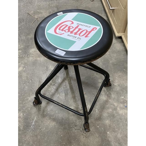 158 - Reproduction metal 'Castrol' stool 54H 40cm diameter