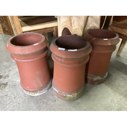 161 - 3 terracotta chimney pots/planters 46H 28cm diameter