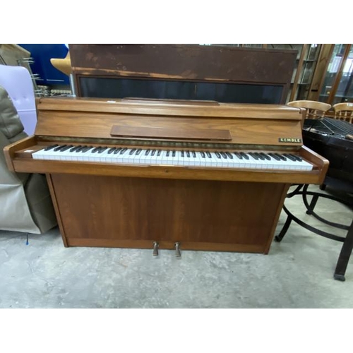 183 - Teak framed ‘Kemble’ B7 upright piano 93H 134W 56D