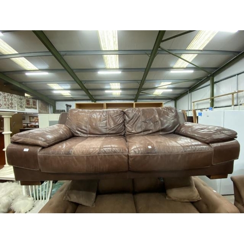 195 - Brown leather settee 230W