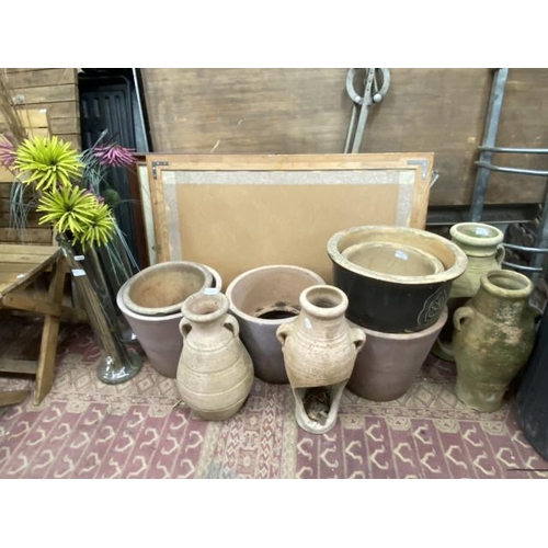 202 - Assorted ceramic garden planters in various sizes etc