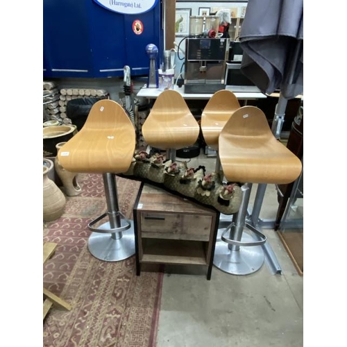 204 - 4 beech and chrome swivel bar stools 94H 38W etc