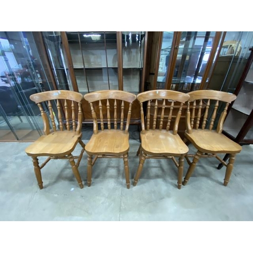 207 - 4 pine stick back kitchen chairs 52W