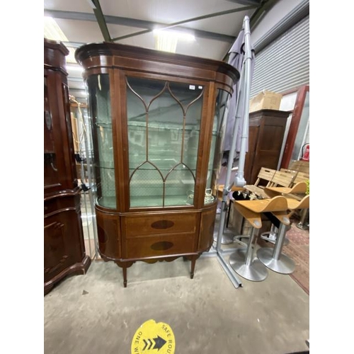 220 - Victorian mahogany inlaid display cabinet 189H 130W 42D