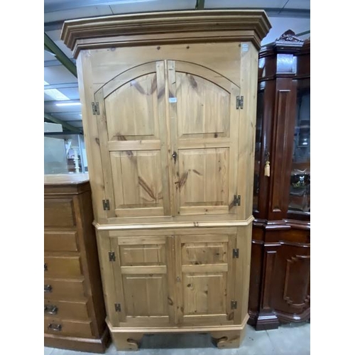 222 - Pine 4 door corner cupboard 200H 110W 61D