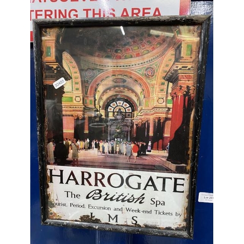 261 - Framed metal LMS sign advertising Harrogate  32H 42W