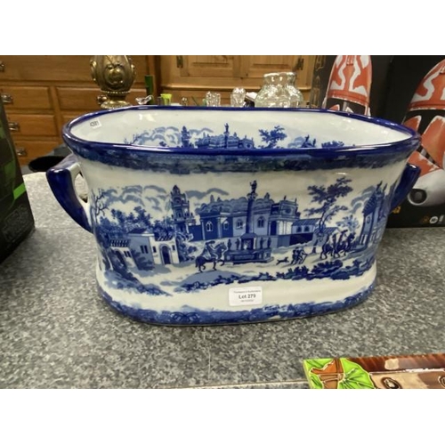 279 - Blue & white ironstone planter 42W 21H 31D