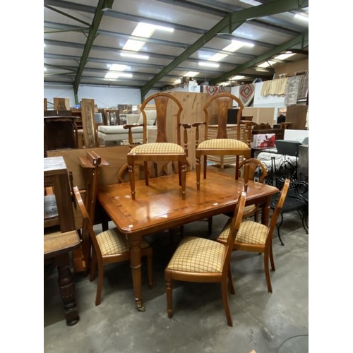 41 - Late 20th century Charles Barr Cherrywood dining table with 2 leaves 77H 169-270W 118D and 8 chairs ... 